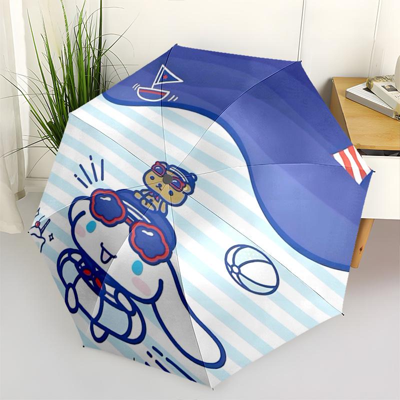 

1pc Cinnamoroll Nautical Adventure Automatic Opening/Closing Umbrella - Portable Three-Fold Design with 8-Bone Iron Frame, Outdoor, Festive Gift for F