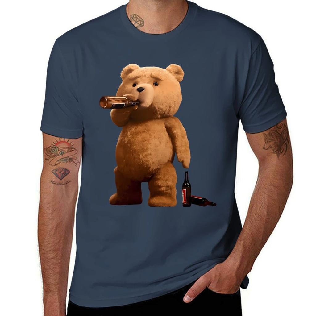 Ted the Bear Drinking Beer T-Shirt T Shirt Custom Print G Man T Shirts for Men T-Shirt