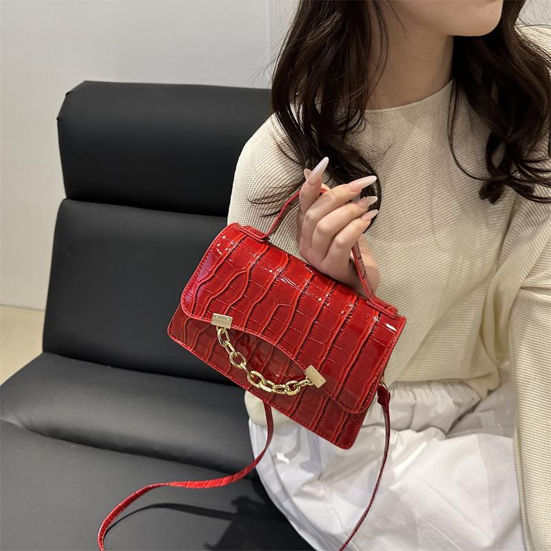 Handbag Chain Decoration Fashion Casual Texture Shoulder Messenger Bag Stone Pattern Small Square Bag