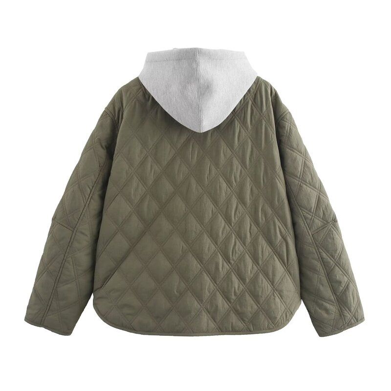 Western Style 2024 Autumn and Winter New Women Clothes Hood Round Neck Long Sleeve Warm Cotton-padded Jacket Jacket 8073246