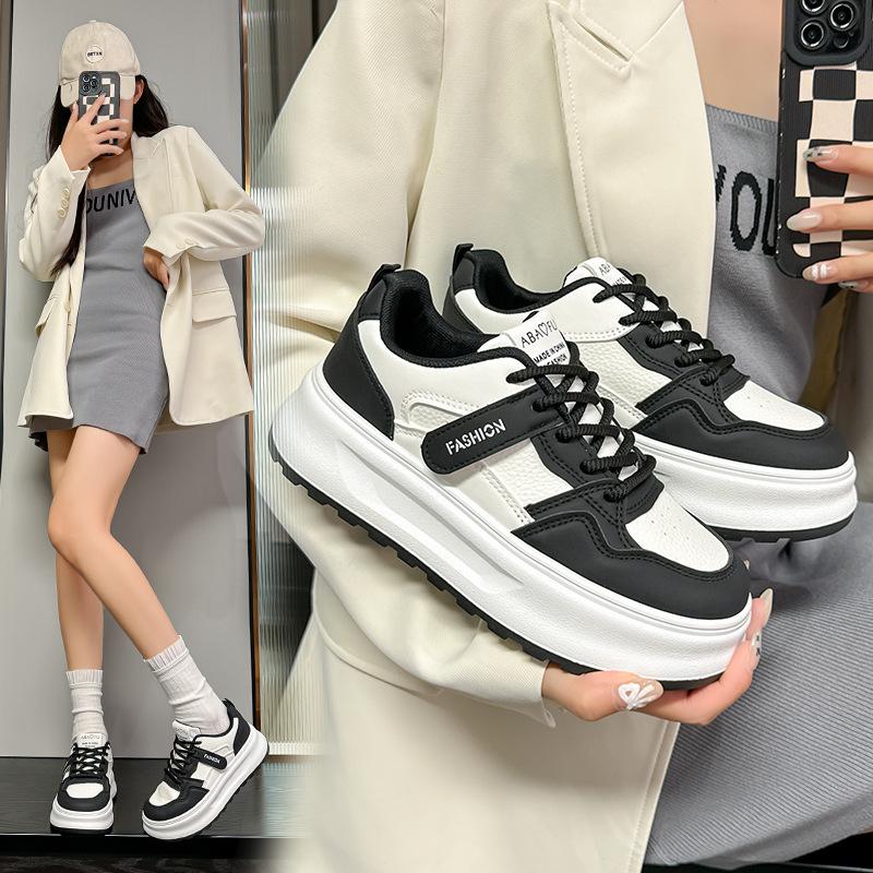 Spring and Autumn new sports and leisure ins platform leather single shoes board shoes
