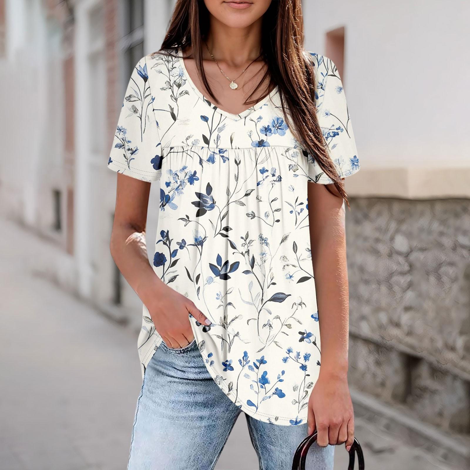 Women s Casual V-neck Short-sleeved Chest Pleated Short-sleeved Top S бежевый