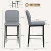 Modern Tall Chairs, Set of 2 Velvet Bar Stools with Footrest and Backrest, Kitchen & Living Room Stools, Grey