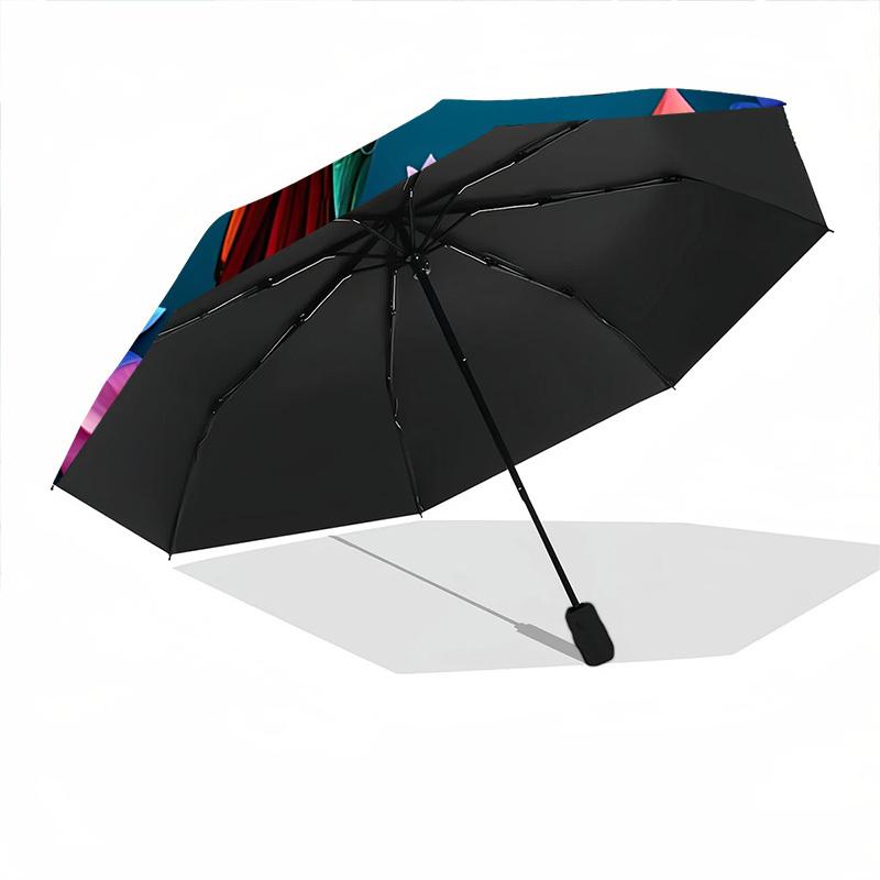 1pc Hummingbird Flowers Automatic Open/close, Heavy-Duty Iron Frame & 8-Rib Structure, Compact Folding Umbrella for Women/Men, All-Season Travel, Hall
