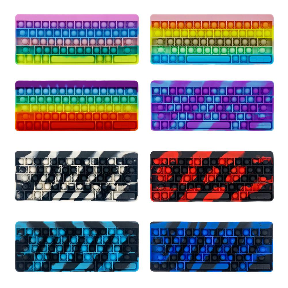 Velká popová klávesnice Antistresová pro dospělé Pop Tie Dye Push Bubble Board Senzorická hra Fidget hračka Antistresová klávesnice pro nácvik psaní