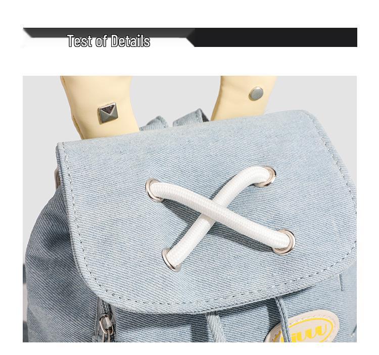2025 Trendy Women's Denim Color Block Backpack - College Style Handbag & Shoulder Bag