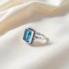 Schweizer Blautopas Edelstein 925 Sterlingsilber Schmuck Handgefertigter Designerring zum Geschenk RR-74-14