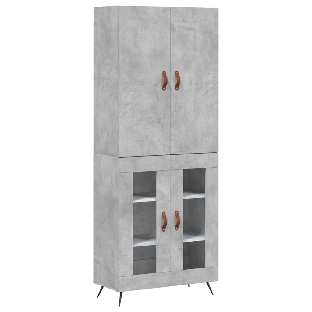 Vidaxl Witrynka, Szarość Betonu 69,5X34X180 Cm Materiał Drewnopochodny