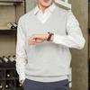 Sleeveless Loose Warm Sweater Vest Men Solid Color V-neck Pullover Waistcoat for Daily Wear