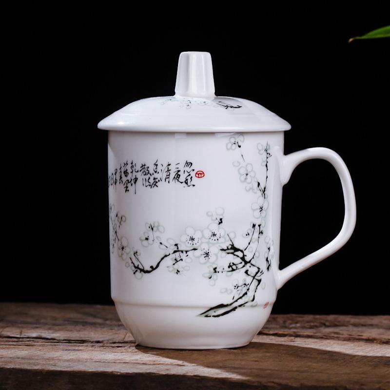 Chinese Style Ceramic Cup,Personality Retro Milk Juice Lemon Mug Coffee Tea Cup Home Office Drinkware Unique Gift