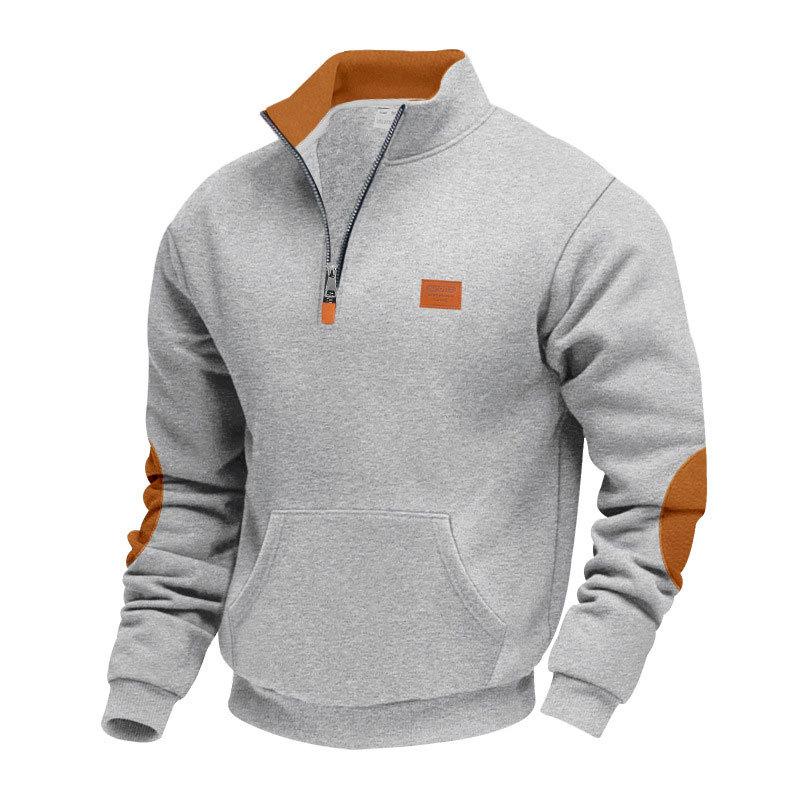 New Men's Hoodie with Vintage Patches, Patchwork Badges, Leather Embroidery Casual Menswear