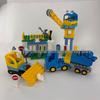 Large Particle Construction Set: Tower Crane, Bulldozer, Dumper, and Transport Vehicle Toys.