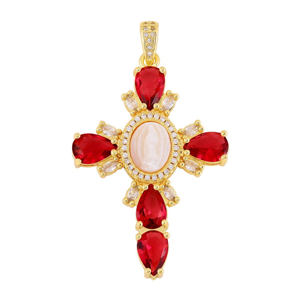 Personalized European & American Cross-Border Copper Zircon Cross Necklace & Earrings Set