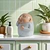 Funny Nose-Pinch Boy Statue - Whimsical Cream & Blue Resin Decor. Playful Desk Art & Perfect Gift! 