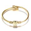 Stylish Women's Bracelet: Stainless Steel Peach Heart with Braided Cable and European-American 26 Letters Design