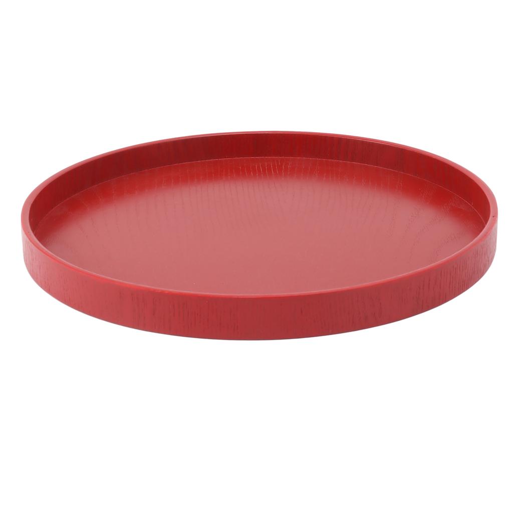 Tea Tray Wooden Wine Red Round Tea Plate Green Tea Baking Serving Plate for Home Tea House 27cm   10.63in
