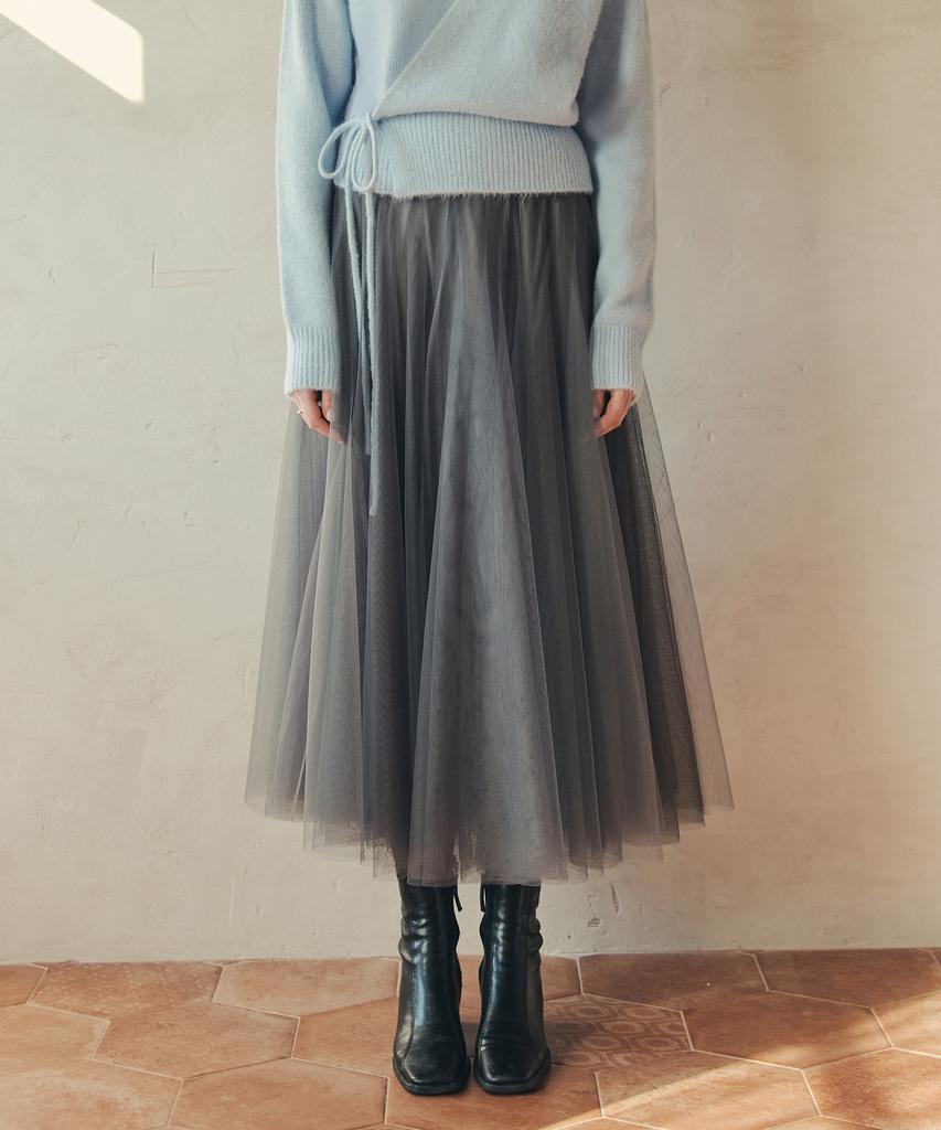 ZEROSTREET [5 Colors] Long Flare Tulle Skirt