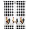 Farm Rooster Black And White Plaid Sheer Curtains For Living Room Bedroom Home Decor Kitchen Tulle For Windows Voile Drapes