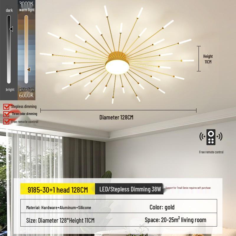 Nordic Fireworks Rotating LED Ceiling Light - High-End Living Room and Bedroom Lighting