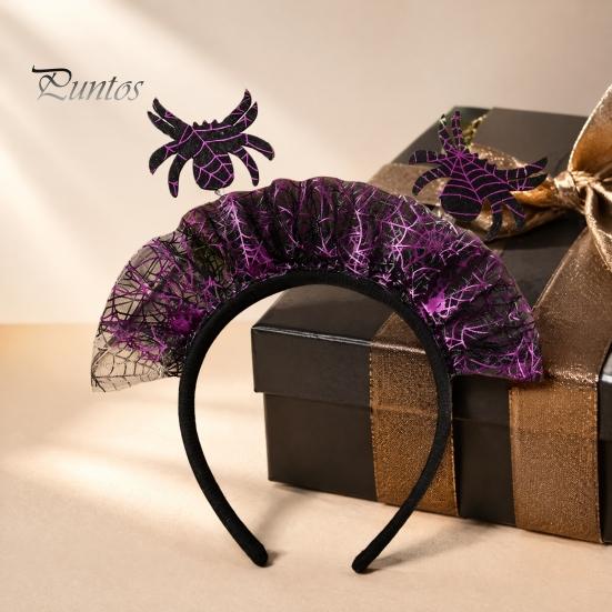 Cosplay Party Accessories Halloween Spider Headband, Web Mesh Hair Accessory, Non Slip Headband Masquerade Costume Accessory for Men Women Wizard