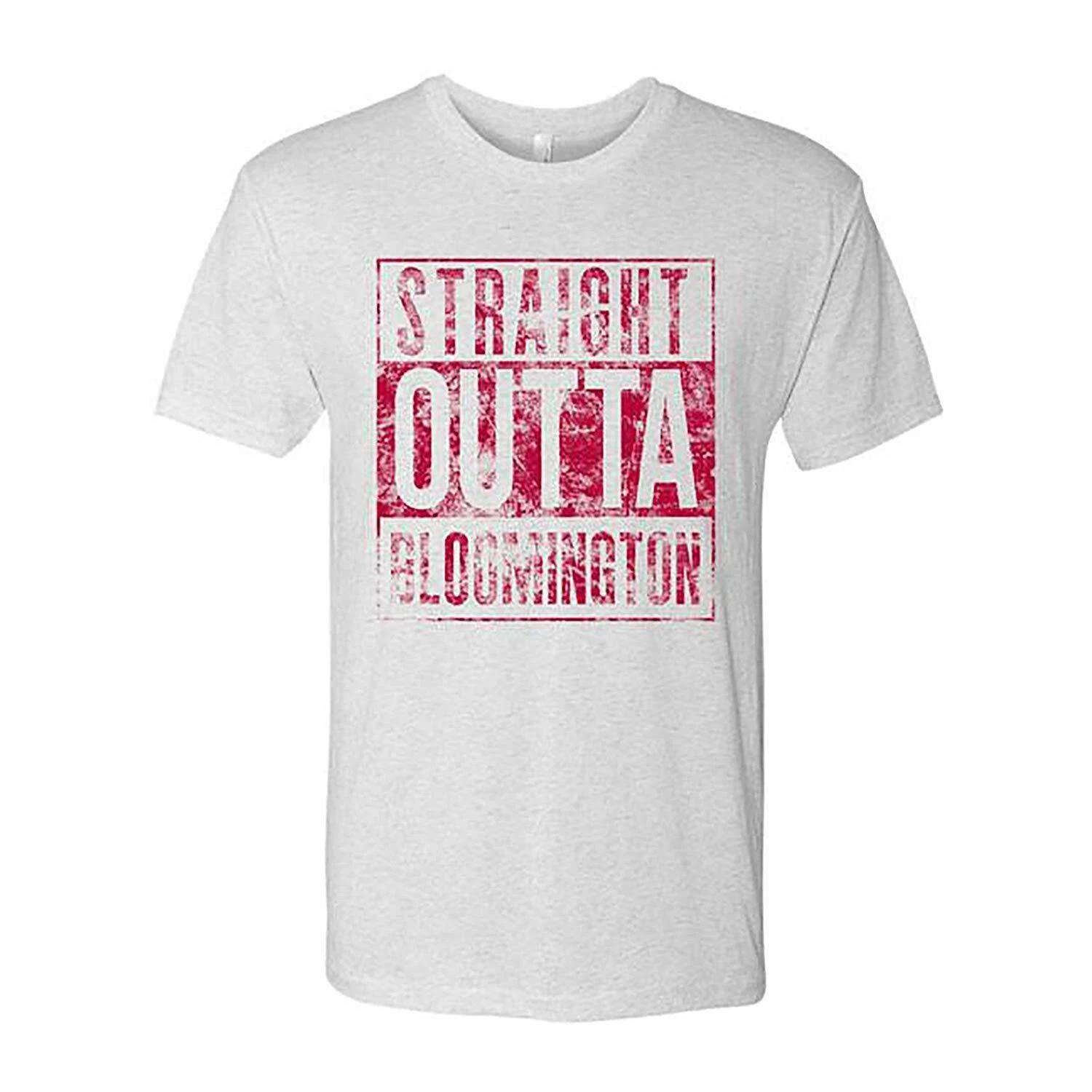Straight Outta Bloomington Baseball Football Triblend T Shirt - Heather White S