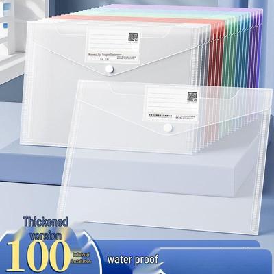 Transparent Plastic File Bag, Large Capacity with Snap Button for Students and Test Papers