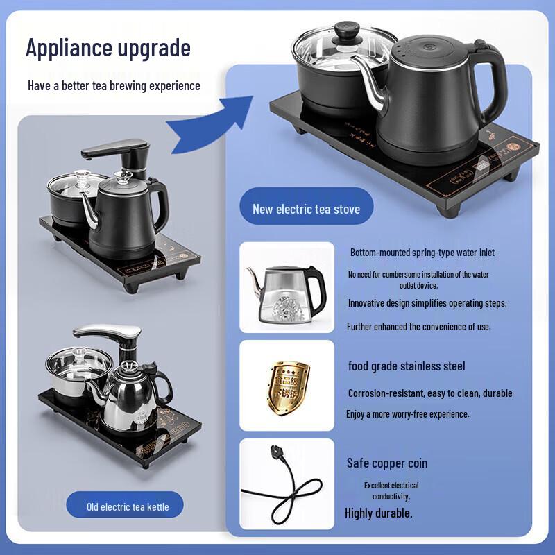 Automatic Ceramic Tea Set with Integrated Kettle & Tea Tray