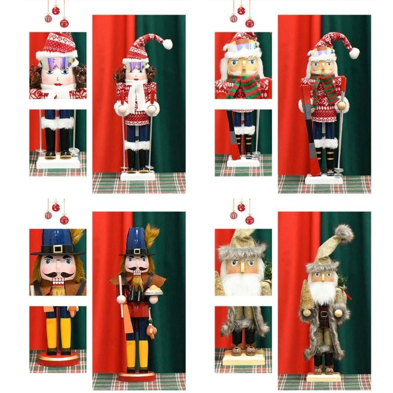 Christmas Nutcrackers Ornament Small Wooden Soldier Christmas Decorations Nutcrackers Figure Ornament for Table Shelf