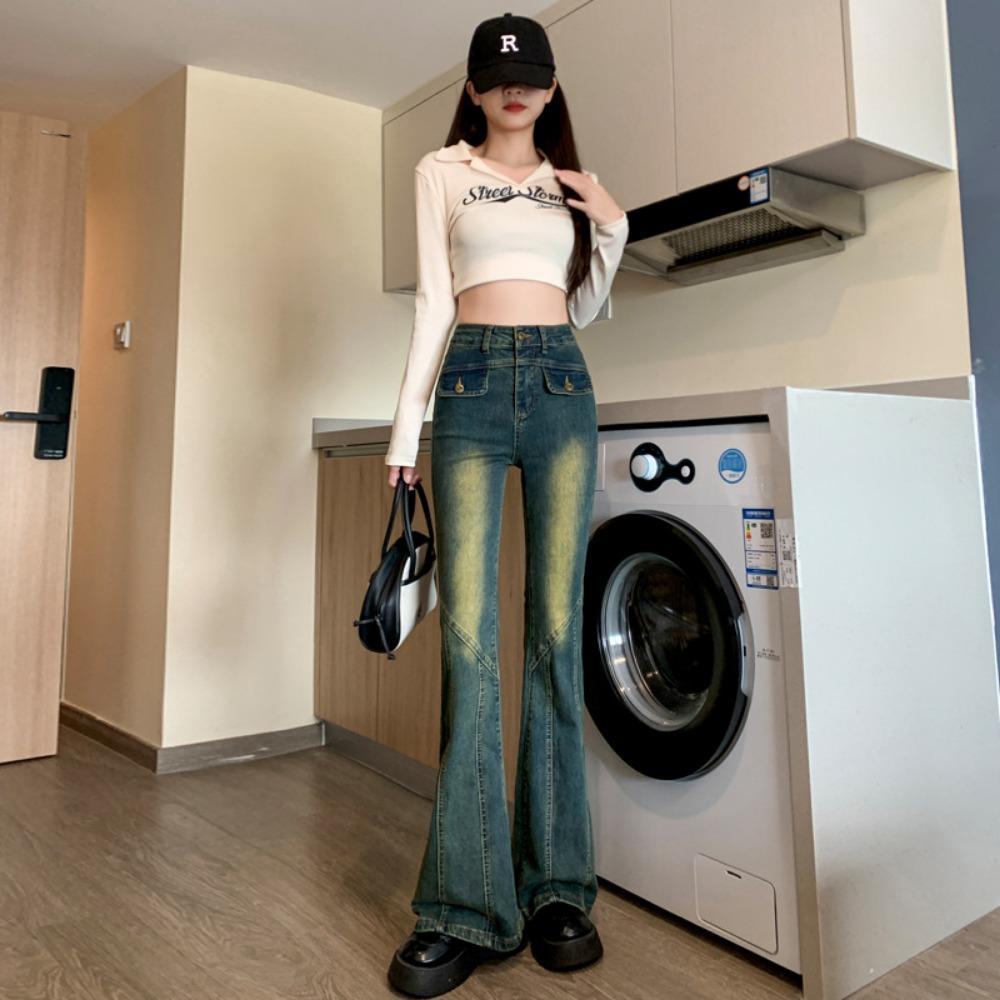 

Американский ретро сексуальный деним с высокой талией, эластичный, универсальный, микро-пулл, женские джинсы, новые модели осень-зима 2025 XL