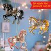 2D Acrylic Horse Golden Acrylic Gallant Horse Pendant Decoration Car Hanging Ornament Kids Christmas Toys Gift