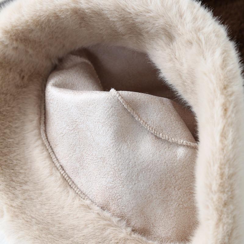 Winter Plush Hat Women's Thickened Warm Fashion Ear Protection Bucket Hat Imitation Mink Fur Windproof and Coldproof Basin Hat