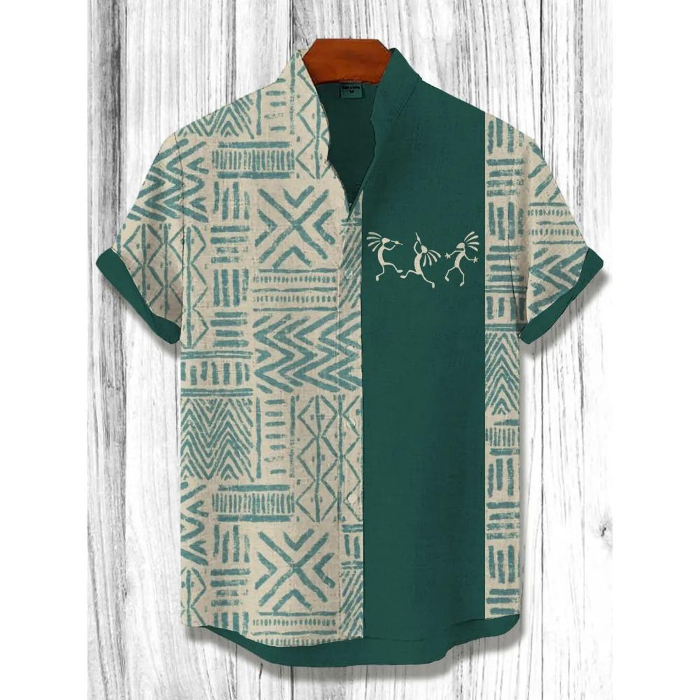 Camicia Estiva da Uomo a Maniche Corte con Stampa 3D, Camicia Casual da Uomo Street Hip-hop a Maniche Corte