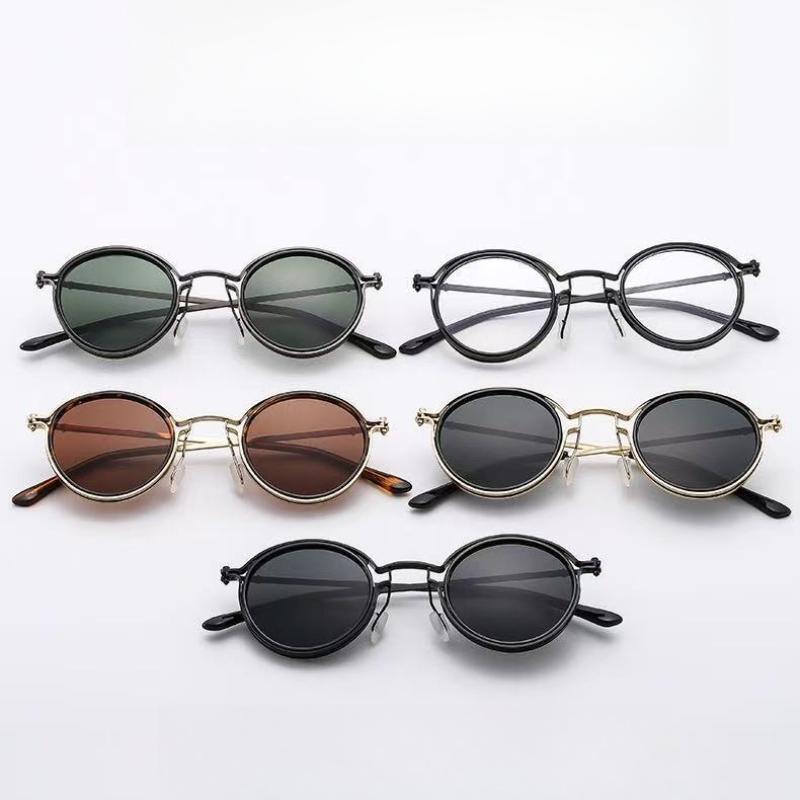 Round Metal Punk Sunglasses UV400 Protection Unisex Retro Classic High End Travel Driving Glasses Stylish Durable