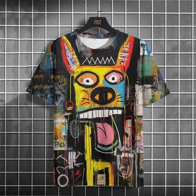 Camiseta masculina engraçada com estampa 3D de gato, pulôver casual para homens, tops de verão, camisetas soltas de manga curta para o dia a dia