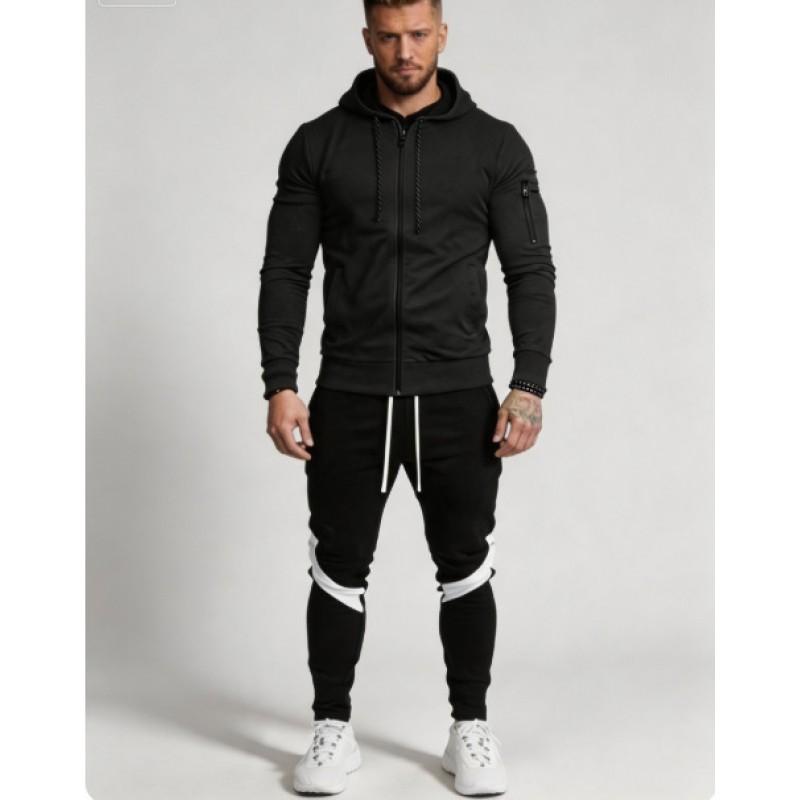 Mens Winter Casual Tracksuit Hooded Sweatshirt Pants Set Outdoor Sportswear Two-Piece