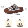Cowhide Version Thick-bottomed Shit-stepping Slippers for Women's Summer Wear 2025 New Thick-bottomed Beach Vacation Wind One-word Cool Slippers