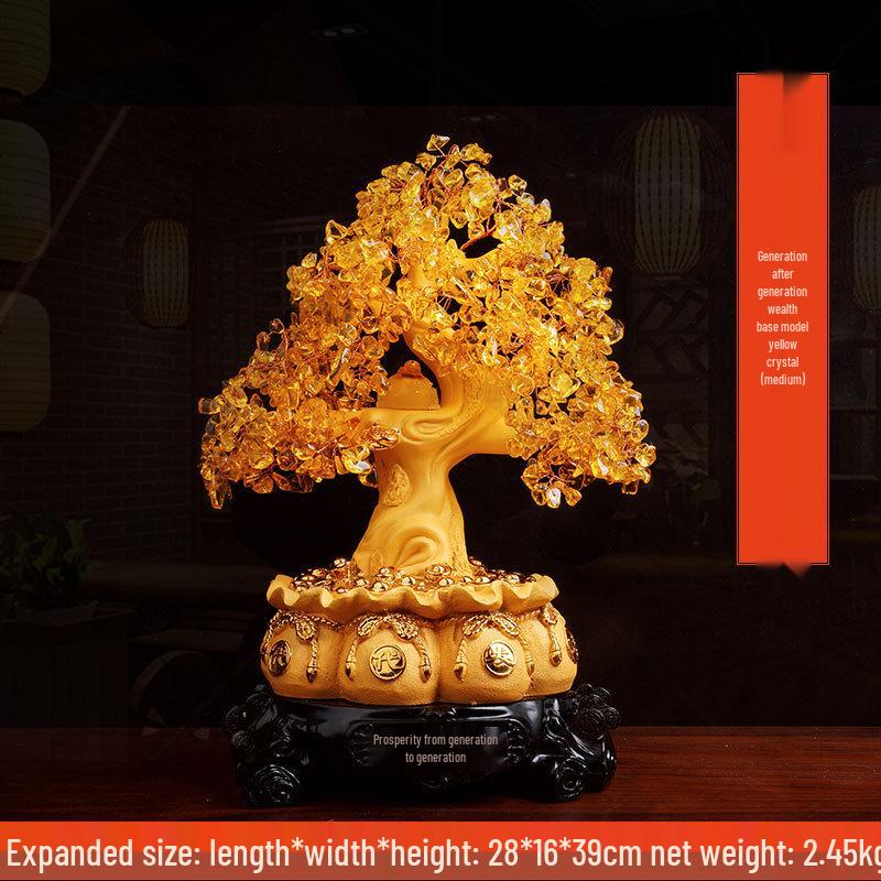 Citrine Money Tree Ornament for Living Room and Wine Cabinet Decoration – Wealth-Attracting Gift