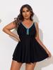 Costume da bagno due pezzi con gonna a blocchi di colore taglie forti da donna - Bikini conservativo che copre la pancia