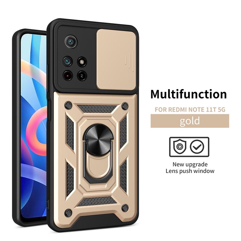 Para Pocco M 4 Pro 4G Case Slide Camera Armor Magnetic Car Holder Phone Cover para Xiaomi Poco M4 Pro Poko Little M4Pro Capa Traseira