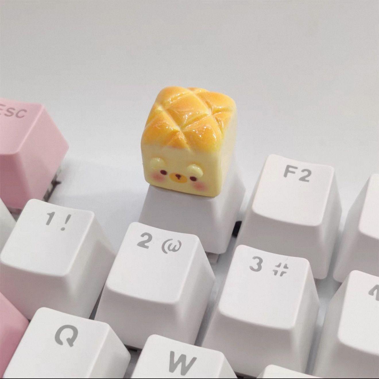 

Three-Dimensional Bear Bread Keycaps: Cute Embossed Stickers for Keyboard