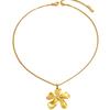 18K Gold Plated Stainless Steel Flower Pendant Necklace - Elegant Resort Style Clavicle Chain