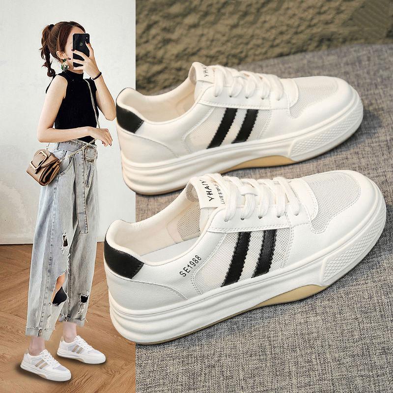 Cowhide Version~ Genuine Leather Flat-bottomed Breathable Mesh White Shoes Women's 2025 Summer Versatile Soft-soled Casual Sports Shoes
