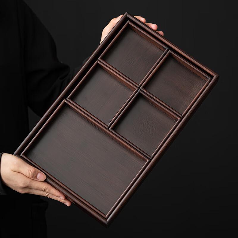 Nine-Grid Bamboo Tea Snack Serving Tray