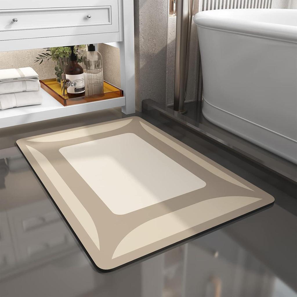 Quick-Dry Anti-Slip Diatom Mud Bathroom Floor Mat - Water Absorbent, Easy to Clean, Decorative Door Mat.