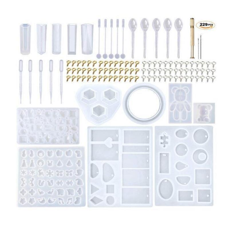 186 Pieces Silicone Resin Casting Molds Starter Kit , Alphabet Number Molds for Resin Casting, DIY Crystal Glue Jewelry Mold Set