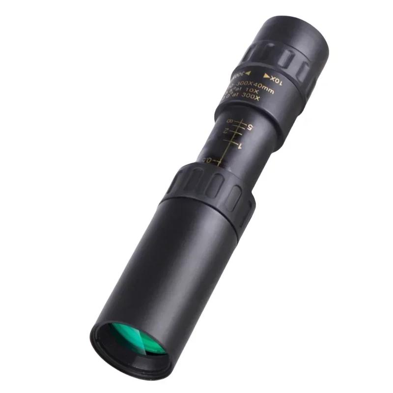 10-300x40 Zoom Teleskop HD Taşınabilir Güçlü Dürbün Uzun Menzilli Profesyonel Monoküler Avcılık İçin Düşük Gece Görüşü