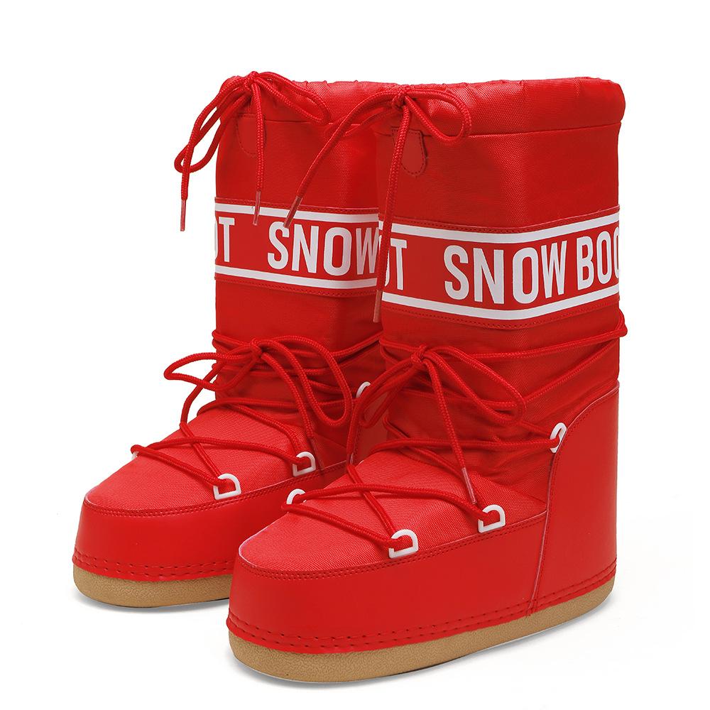 Women's thickened padded warm lightweight hiking mountaineering thick bottom waterproof non-slip sports and leisure long snow boots cotton shoes