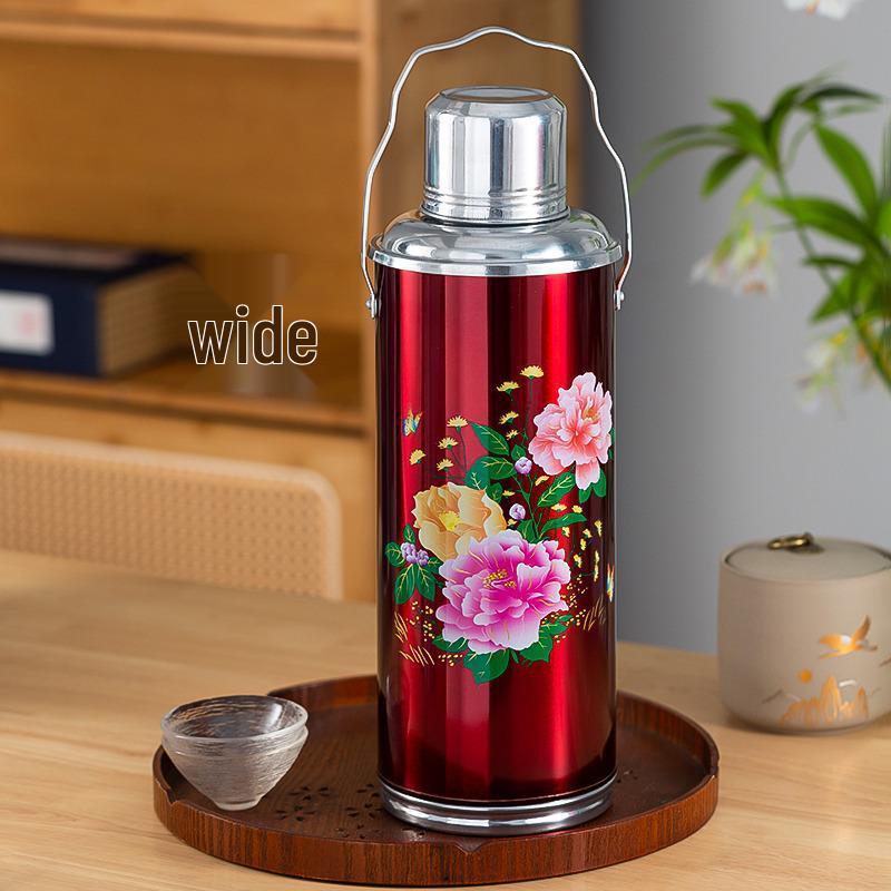 Classic Chinese Style Retro Insulated Thermos Flask - Nostalgic Aluminum Shell Tea Bottle for Weddings