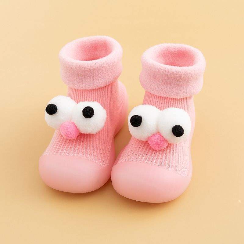 

Осенне-зимние носки обувь обувь для малышей детская обувь для маленьких детей для мужчин и женщин высокие мультяшные бархатные толстые нескользящие Inner length 15.5cm26/27 розовый