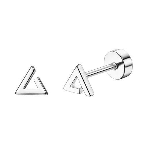 Florideco 1Pair Hypoallergenic Flat Back Stud Earrings for Women Men Surgical Stainless Steel Cartilage Studs Earrings Piercing